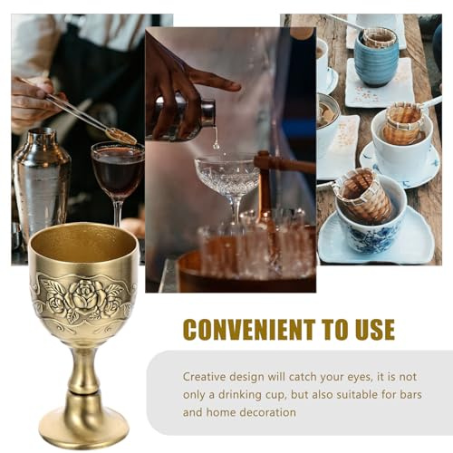 VANZACK Copa de Licor Vintage de Cáliz Europeo de Zinc con Resistente y Fácil de Limpiar Taza Pequeña Dorada para Vino y Espirituosos Regalo Original para Celebraciones
