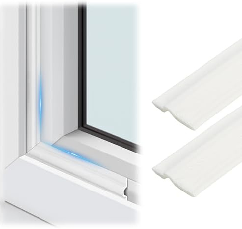 8M/315Inch Window Draft Excluder, T Shape White Self-Adhesive Draught Excluder Window Insulation Soundproof Seal Strip for Windows and Doors to Reduces Noise Draft Door Seal Strip, Wind and Dust