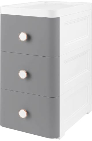 SUNNYNEST 3 Floors Storage Drawers Unit Through Drawers Compact Vertical Design Durable Plastic Ideal for Organizing Office Crafts and Household Items (Gray)