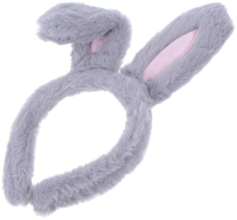 Baluue Diadema de Orejas de Conejo de Peluche Gris para Mujer y Niñas, Accesorio de Tela, Tamaño Ligero y Cómodo, Adecuado para Maquillaje, Fiesta y Disfraz