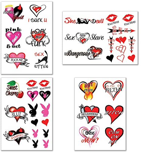 40+ Tatouages ​​Temporaires Sexy Coquines Tatouages Temporaires Pour Femme Mesdames Hommes - Plaisir Adulte Pour Avant-Bras Pattes Arrière Bout Estomac
