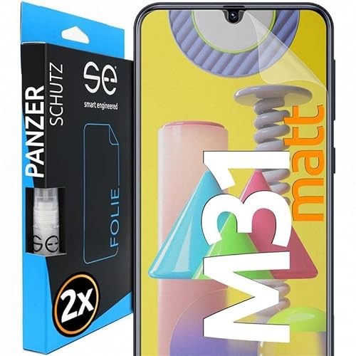 2x se® 3D SCHUTZFOLIE Entspiegelt für Samsung Galaxy M31,Anti-Staub, 100% Fingerabdruck & FaceID kompatibel, einfache blasenfreie Installation, Ultra-Klar, Stoß-Kratzfest, aus Deutschland