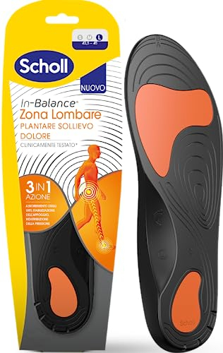 Scholl In-Balance Zona Lombare, Plantare Sollievo Dolore, Lombalgia, Plantari con Gel Ammortizzante a Doppio Strato con Supporto Flessibile per la Zona Lombare, Taglia L (42.5-45), 1 Paio