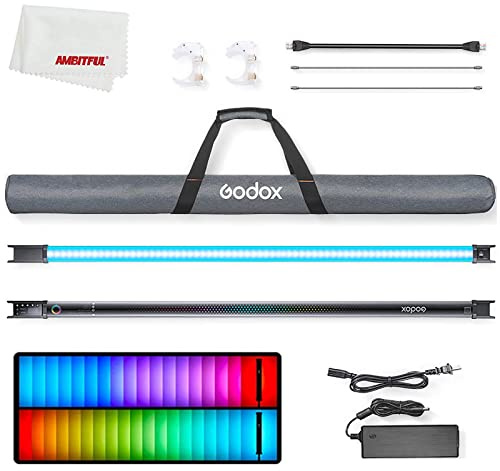 GODOX TL120 RGB Tube Light,CRI 96 TLCI 98,Color Temper 2700K~6500K,100% Brightness (LUX),39 FX Effects,Smartphone APP/2.4G Wireless/DMX Control TL120