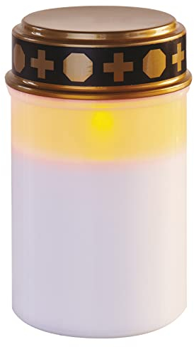EMOS DCCV21 - Vela LED para tumba con temporizador, IP44, impermeable, para exteriores, plástico, luz blanca para tumba que funciona con pilas, vela de cementerio, 10 000 horas de vida útil