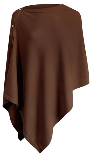 PULI Women's Versatile Knitted Shawls Scarf Poncho Sweater with Buttons Lightweight Spring Summer Fall Wraps caramel