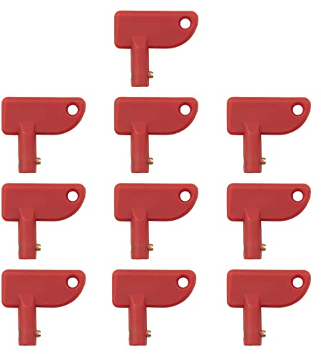 ZEALfix 10x llaves de repuesto para interruptor aislador de batería, llave de corte de energía para 100A 12v, barcos, coche, yate modificado, caravana, interruptor de batería, llaves universales