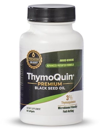 ThymoQuin Cold Pressed Black Seed Oil Capsules | USP-Grade, Potent, Full-Spectrum Formula with 3% Thymoquinone | Non-GMO Black Cumin Seed Oil Capsules for Daily Wellness & Vitality | 500mg, 60 Softgel