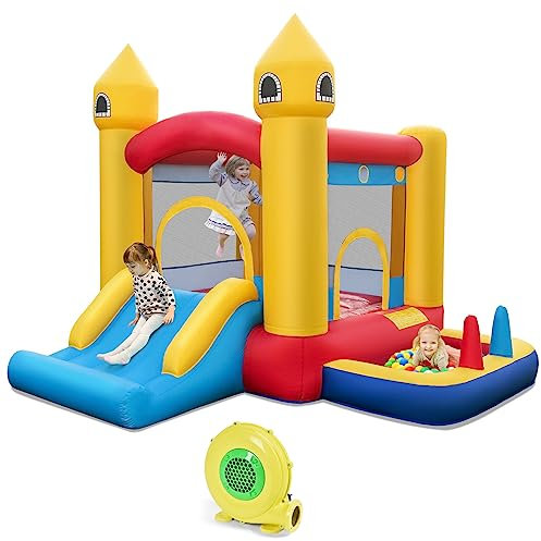 GYMAX Castello Gonfiabile per Bambini 3 Anni＋, 305 x 285 x 240 cm，con Ventilatore
