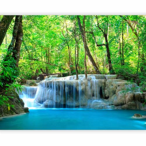 artgeist Premium Wall Mural Waterfall 118x91 in - Non-Woven Wallpaper Fleece Wall Decor Photo Print Picture Image Design Home Nature Lake Sun Forest Landscape 100403-180