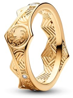 Pandora Bague Game of Thrones Couronne Targaryen de la Maison du Dragon en métal plaqué or 14 carats et zircones cubiques transparentes, taille 54