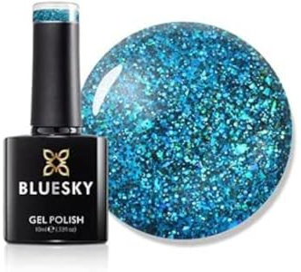 Bluesky Gel Nail Polish 10ml, Rich in Green - XMASS2203, Green Glitter Gel Nail Polish for 21 Day Manicure, Professional, Salon& Home Use, Requires Curing Under LED UV Nail Lamp