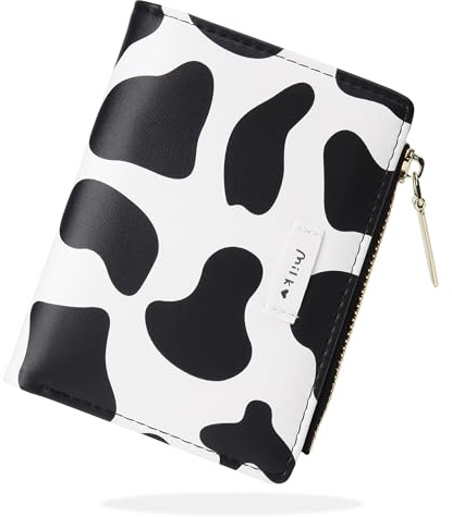 conisy Cute Small Womens Wallet with Coin Purse,Suitable Girls Teen Ladies (Cow Black)