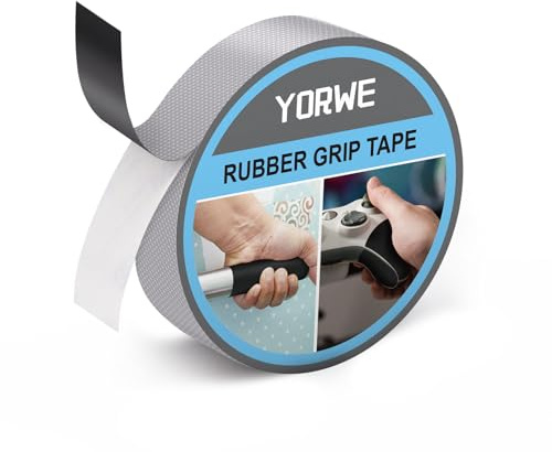 Yorwe Rubber Grip Tape, Ultra-Thin Strong Adhesive Anti-Slip Waterproof Heat Resistant Wear-Resistant Cushion Pad, Making Handles or Contact Surfaces Safer, with Grip and Comfort (Gray, 1In x 10Ft)