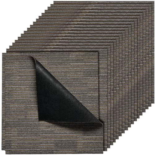 VEVOR Losetas de Alfombra Reutilizables de 609,6 x 609,6 x 6 mm, 24 uds, Alfombra Modular Cuadrada, Suave, Acolchada, sin Costuras, 9 m², para Sala de Estar, Dormitorio, Interior, Gris y Marrón