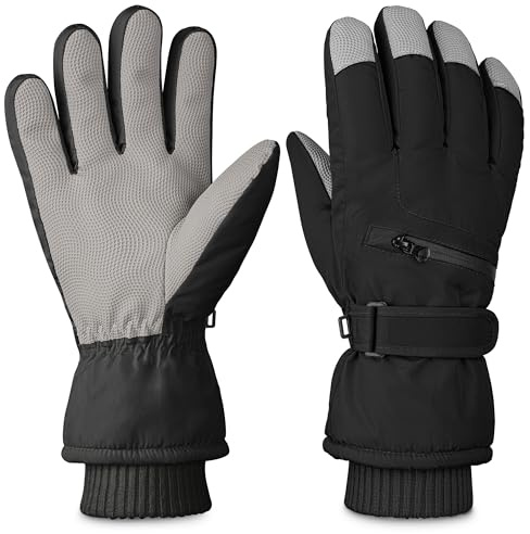 Gilotop Winter Ski Gloves for Men Women Waterproof Thermal Skiing Touchscreen Gloves Non-Slip Grip Cold Weather Gloves for Snowboard