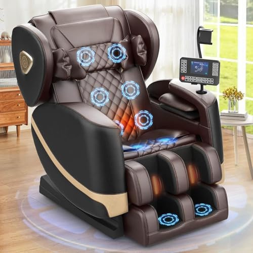 FURNIMAT 2025 Upgrade Massage Chair, Full Body Massage Chair with 10 Fix Points, Heating, Foot Massage, Auto Modes, Bluetooth Speaker, Touch Screen Controller, Zero Gravity Home Office