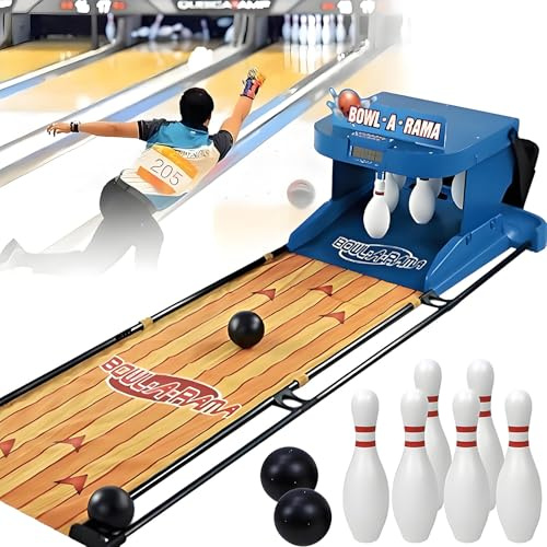 AityBuy Set di Palle da Bowling per Interni, Piste da Bowling per La Casa con Tabellone Segnapunti a LED E Set da Bowling Elettronico con Reset Automatico per La Casa di Ritrovo 2m/6ft