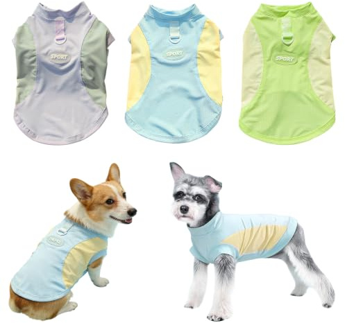 UJBVCX 3PCS Gilet Rafraîchissant Chien, Gilet Refroidissant Chien en Soie Glacée Respirante avec Anneau en D, Gilet de Sécurité Réfléchissant Protection UV pour Chiens de Petite et Moyenne Taille（L）