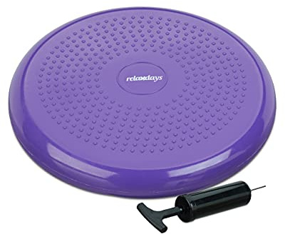 Relaxdays 9 x Balance Kissen, 140 kg Maximalgewicht, Balance Pad mit Luftpumpe, Ballsitzkissen mit Noppen, Fitness Kissen, lila