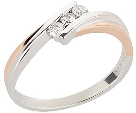 Ardeo Aurum Damenring aus 375 Gold bicolor Weißgold Rosegold mit 0,15 ct Diamant Brillant Spannfasssung Verlobungsring Solitär