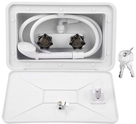 Box per Doccia Esterno con Kit di Lavaggio e Serratura, Accessorio per Barca, e autocaravan