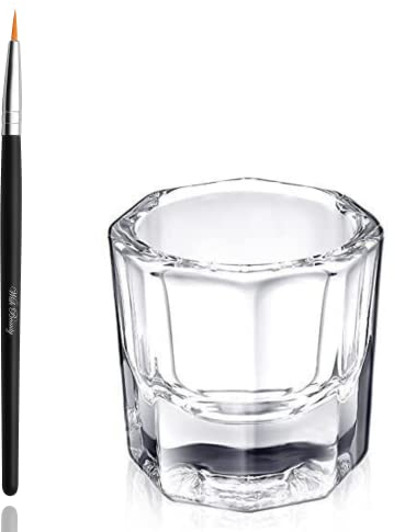 Glamified, glam Crystal Clear Acrylic Liquid Powder Glass Dappen Dish Glass Cup Tint Lash Brush + Dappen Mixing Dish | Eyelash Eyebrow Tinting Tint (Tint Brush + Dappen Dish)