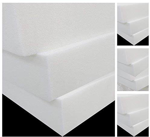 EXQUIZIT HOME® White Firm Foam Cut to Any Size | High Density Upholstery Foam Cushion Pad | Replacement Seat, Sofa, Bench & Mattress Foam (Depth: 4 Inches Size: 14 x 14 Inches)