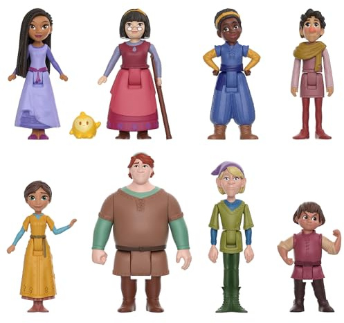 Disney Wish The Teens Mini Doll Set, 8 Posable Dolls & Star Figure, Characters Wear Signature Outfits, HPX36
