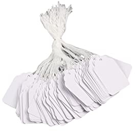 White Price Tags with String - 500 Merchandise Tags with String Attached - 2 1/4” x1 7/16” - White Marking Tags with Strings, Hanging Paper Tags with Strings,Tie and Sort Your Products Efficiently