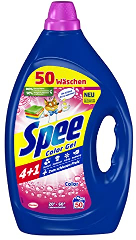 Spee Aktiv Gel Color 4 + 1 Waschmittel (50 Waschladungen), Flüssigwaschmittel mit 4 + 1 Formel vereint Reinheit, Strahlkraft, Frische & Nachhaltigkeit, 20° - 60° C