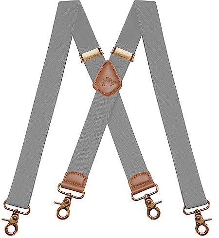 Dresime Bretelle da uomo per pantaloni con 4 ganci, bretelle vintage per uomo e donna elastiche e regolabili a forma di X per uso intensivo