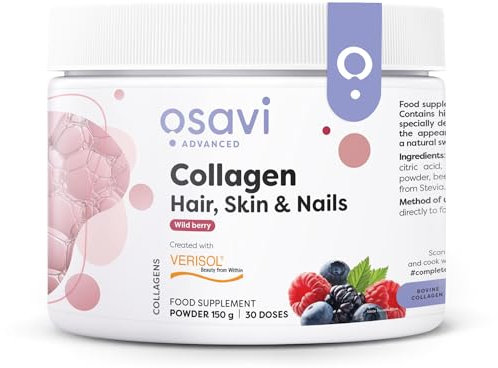 Osavi Collagen Hair, Skin & Nails – 150 g Powder | 60 Doses | Wild Berry Flavor | VERISOL® Collagen Peptides for Hair Thickness, Skin Elasticity & Nail Strength | Reduces Wrinkles & Cellulite