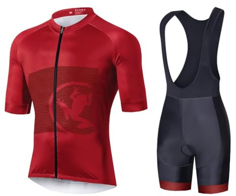 UGLY FROG Hombres Ciclismo Pantalones Cortos Mangas Jersey Set Road Bike Bib Pantalones Cortos con Acolchado, Kit de Ropa de Ciclismo