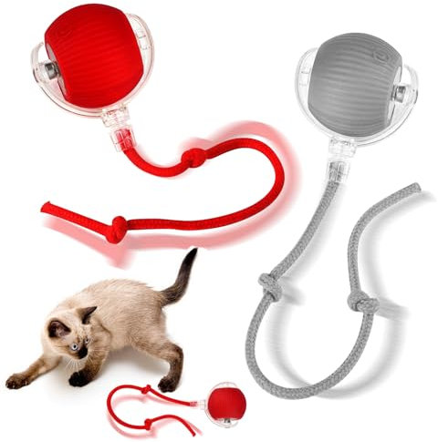LXYYDS 2 Stück Interaktives Katzenspielzeug Katzenball, Interaktiver Katzenball für Katzen, Interaktives Hundeball, Katzenball mit Schnur, Cat Toy Für Indoor Outdoor Multifunktionale