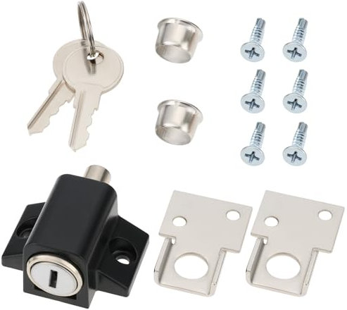 The Lord of the Tools 1 Ensemble de Serrure de Poubelle en Alliage D'aluminium 45 X 48 X 25 Mm avec Clé Et Vis de Verrouillage de Plaque de Verrouillage Convient pour Porte Coulissante de Poubelle