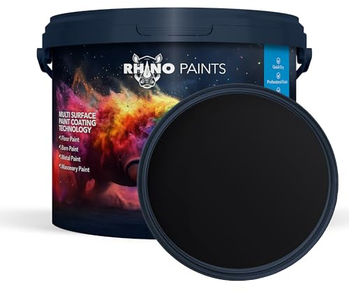 RHINO PAINTS Black PU350 Polyurethane Paint Coating, 20L, Industrial Grade, For Concrete, Metal and Timber