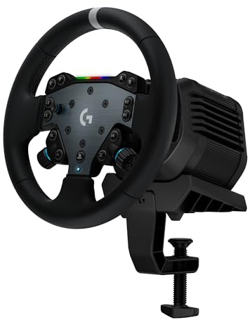 Logitech G RS50 System, set da corsa di simulazione a 3 pezzi: base volante per RS50 con trasmissione diretta da 8 Nm, RS Wheel Hub con 13 pulsanti e RS Round Wheel da 28 cm - PS5/PS4/PC - Nero