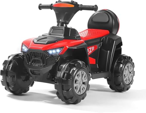 Quad électrique pour enfants à partir de 2 ans, avec fonction avant, marche arrière, lumière, lecteur de musique MP3, boîte de rangement, port USB pour enfants à partir de 2 ans (moto de plage, rouge)