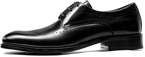 WinDhana Men’s Derby Dress Shoes Wingtip Brogue Full Grain Leather - Hand-Burnished Finish - Pigskin Lining -【Run Large, Order One Size Down】 110-802 Black US 6