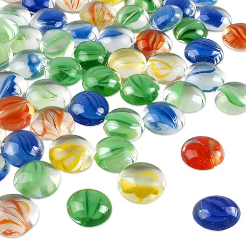 dellyy Piedras Decorativas de Vidrio Multicolor 100 Unidades, 16–20 mm, Piedras de Vidrio para Jarrones, Acuario, Hidroponía, Relleno de Jarrones y Decoración (Color Claro)