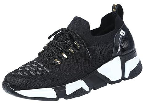 Zapatillas Tradicionales de Mujer con Encaje y Malla Transpirable para Actividades Deportivas Elegantes y Ocasiones de Ocio Exterior (Black, 34) #3083