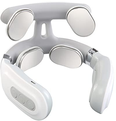 4- Masajeador de columna cervical cuello recargable por USB con pulso inteligente calefacción y ajuste intensidad para el cuidado del