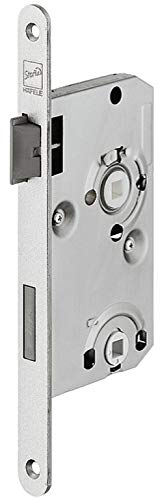 JUVA Einstemmschloss Zimmertür Einsteckschloss 78 mm mit Flüster-Falle - H10402 | WC - Badezimmer | Zimmertür-Schloss für DIN-Links Türen | MADE IN GERMANY | 1 Stück - Türschloss silber für Toiletten