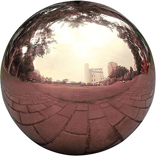 Sfera a specchio da giardino da 30 cm, in acciaio inox placcato oro rosa lucido e riflettente, decorazione colorata e lucida, decorazione durevole e brillante aggiunta al giardino, patio e casa