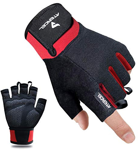 ATERCEL Fitness Handschuhe, Trainingshandschuhe für Crossfit, Bodybuilding, Radsport, Gym, Krafttraining, Sporthandschuhe für Damen und Herren (Rot, M)
