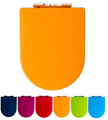 Toilettendeckel mit Absenkautomatik WC-Sitz Klodeckel Toilettensitz WC Deckel Toilet Seat Klositz,Abnehmbarer Toilettenbrille in Mehreren Farben (Color : Orange)