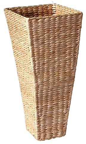 Deco Woerner Vase eckig konische Flechtvase aus Wasserhyazinthe 42 cm