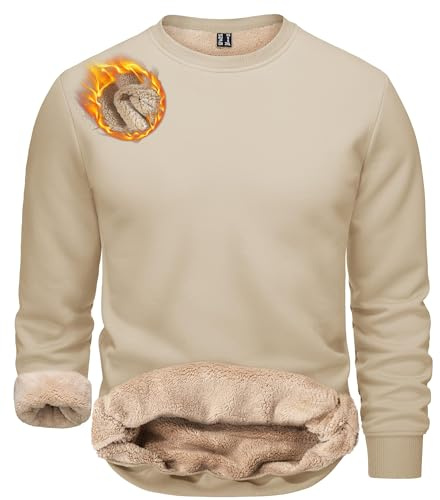 TACVASEN Sudaderas para Hombre con Forro Camisas Deportivas de Manga Larga Jerséis Cálidos para Invierno, M