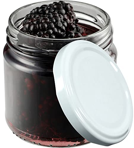 KADAX Tarros Pequeños de 200 ml, Botes de Cristal con Tapa Hermética de 66 mm para Miel, Conservas, Especias y Mermeladas (10 Unidades, Blanco)